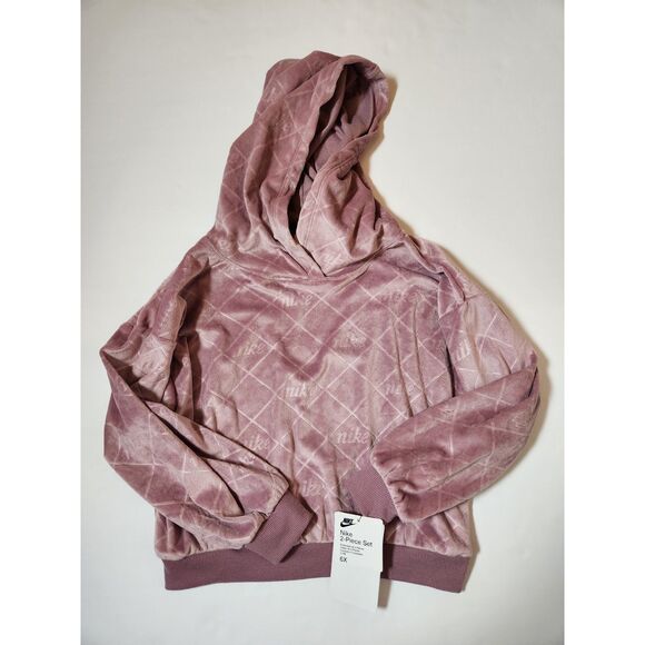 Nike Girls 6X Hoodie & Jogger Set – Plum Dust & Sanddrift, Unworn - Picture 6 of 6